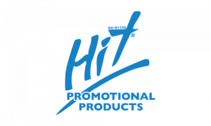 Hit Promotional Products logo with blue lettering